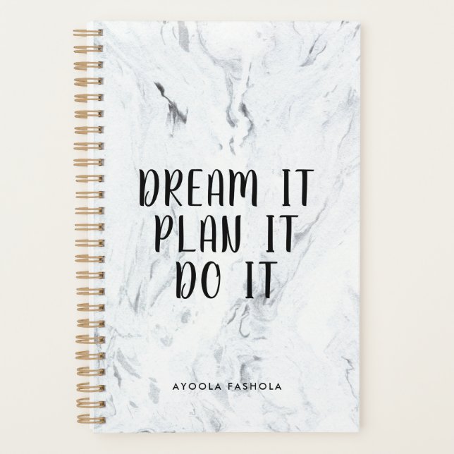 Dream It Plan It Do It Motivational Devis Marbre (Devant)