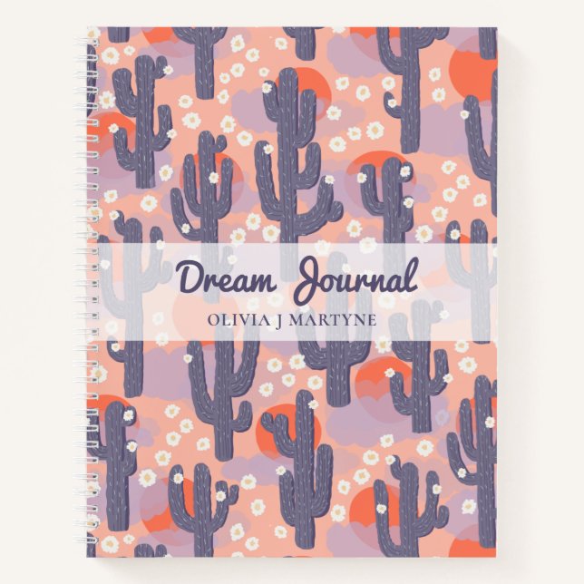 Dream Journal Modern Cactus Personnalisé (Devant)