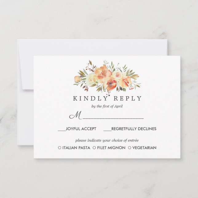 Dream Peach | Floral Wedding RSVP MEAL option (Devant)