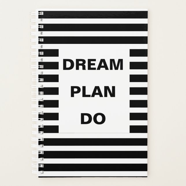 Dream Plan Do Black Stripes Motivational Quote (Devant)