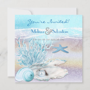Dream Shore Beach Dk Mariage Turquoise Invitation