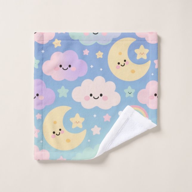 Dream Sky Blanket, Cute Clouds, Moons & Stars (Gant de toilette)
