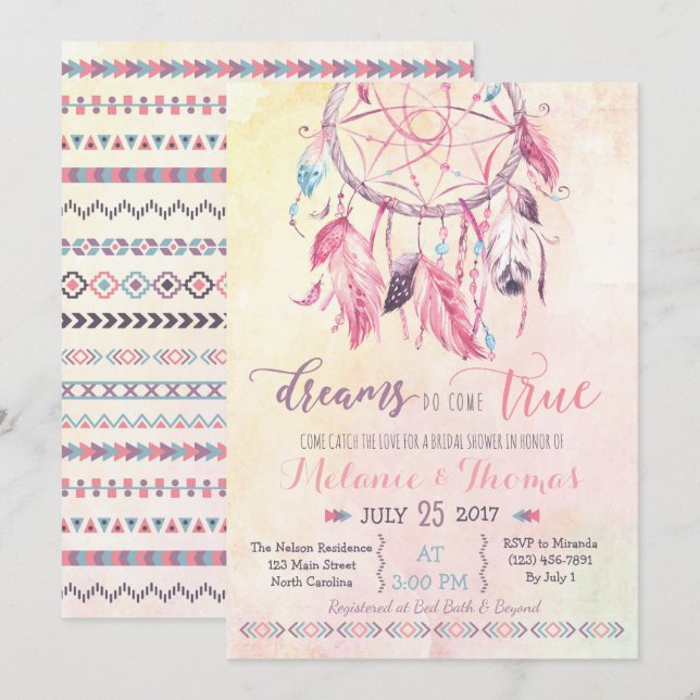 Dreamcatcher Boho Bridal Show Invitation Tribal (Devant / Derrière)