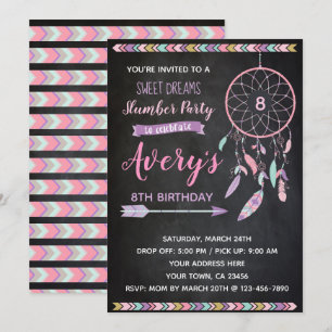 Dreamcatcher Stwood Party Invitation Chalkboard