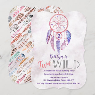 Dreamcatcher Two Wild 2nd Birthday Invitations