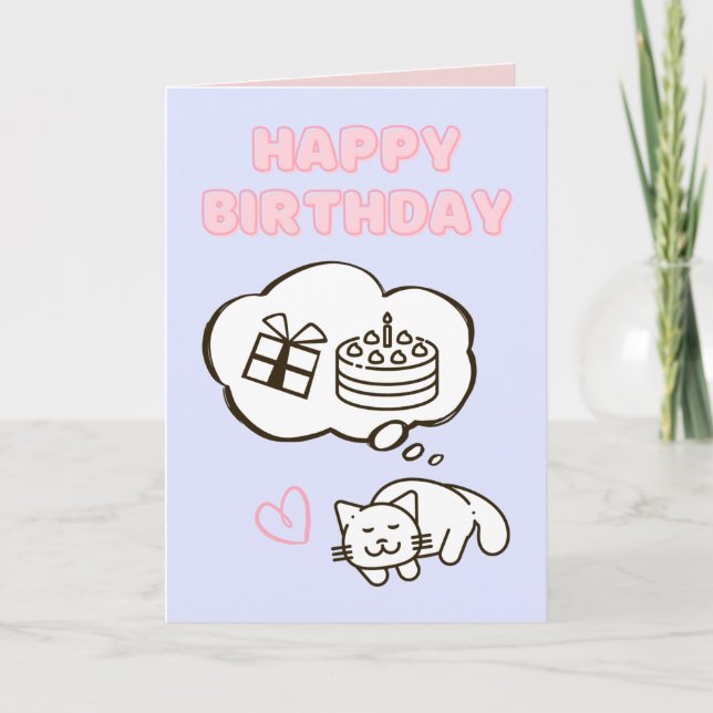 Dreaming Cat&Cake Bonne carte d'anniversaire (Devant)