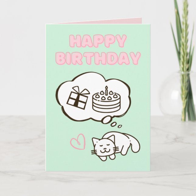 Dreaming Cat&Cake Bonne carte d'anniversaire (Devant)