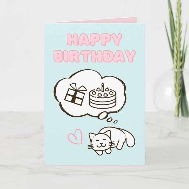 Dreaming Cat&Cake Bonne carte d'anniversaire (Devant)