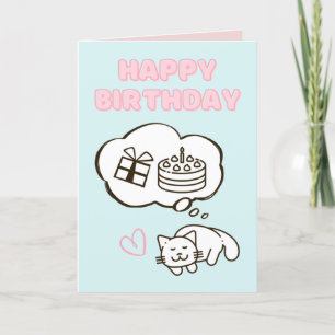 Dreaming Cat&Cake Bonne carte d'anniversaire