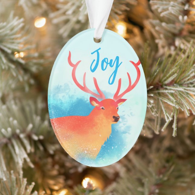 Dreamy Aquarelle Rouge Rinder Joy Oval Ornament (Arbre)