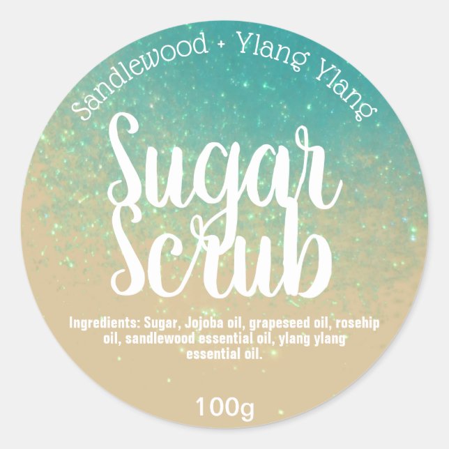 Dreamy Blue Beach Sparkles Sugar Scrub Étiquettes (Devant)