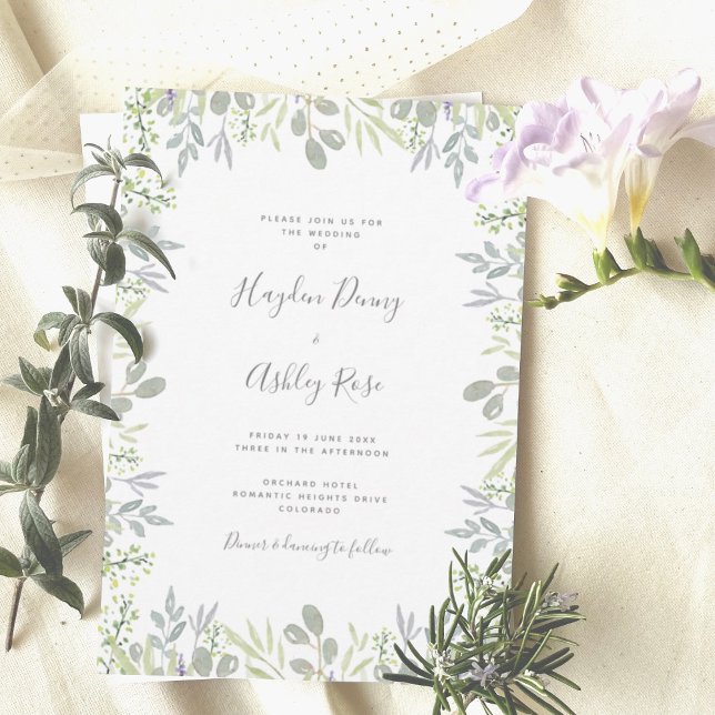 Dreamy botanical greenergie Faire-part de mariage (Créateur téléchargé)