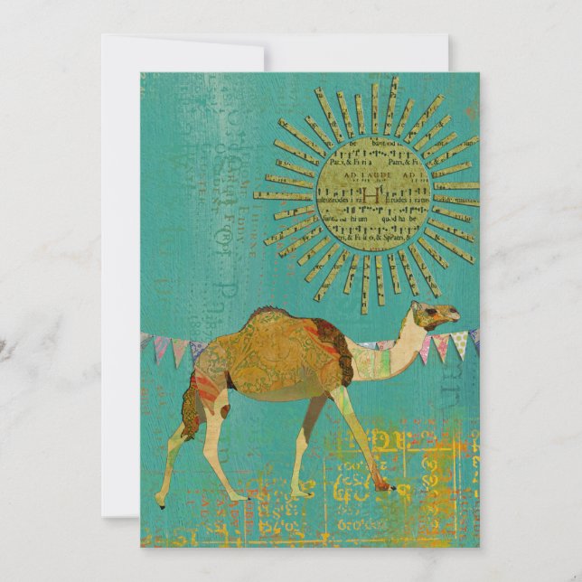 Dreamy Camel Baby shower Sunshine Invitation Turqu (Devant)