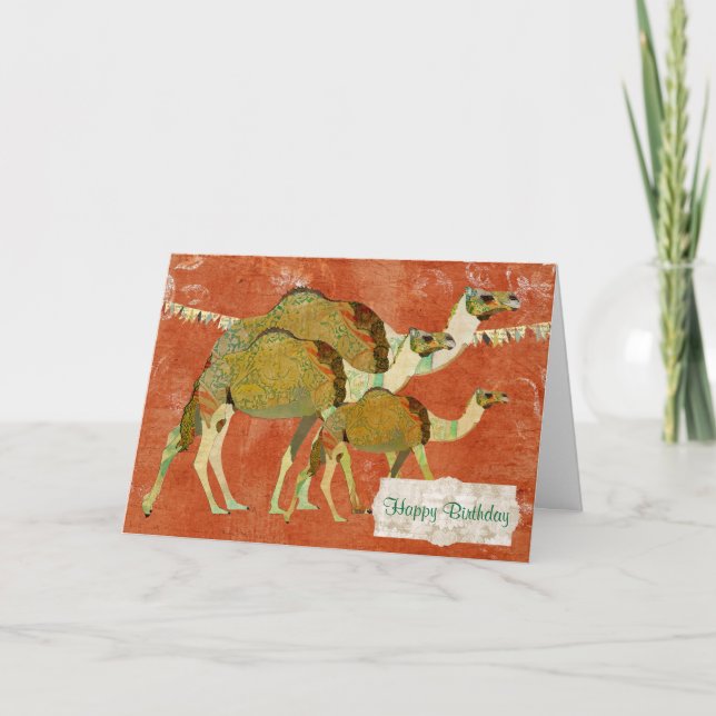 Dreamy Camels Ornate Amber Carte Anniversaire (Devant)