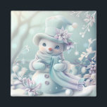 Dreamy Christmas Snowman Magnet<br><div class="desc">magnet de bonhomme de neige de noël</div>