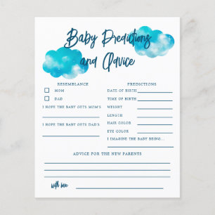 Dreamy Cloud Boy Baby Predictions & Conseils Card