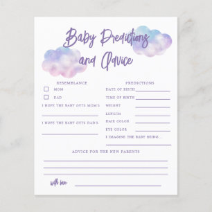 Dreamy Cloud Girl Baby Predictions & Conseils Card