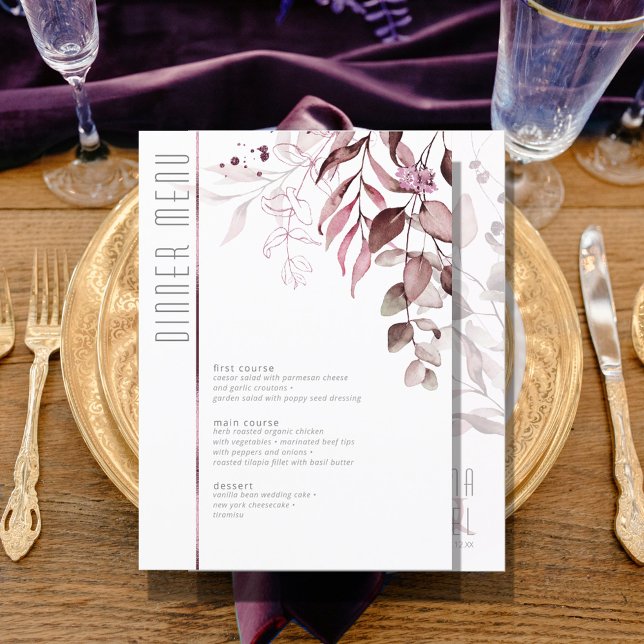 Dreamy Foliage Menu Mariage V2 Bourgogne ID817 (Créateur téléchargé)