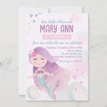 Dreamy Little Mermaid Princess Invitation d'annive