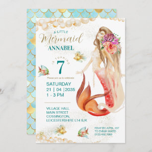 Dreamy Mermaid Invitation de fête d'anniversaire