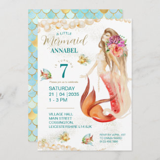 Dreamy Mermaid Invitation de fête d'anniversaire