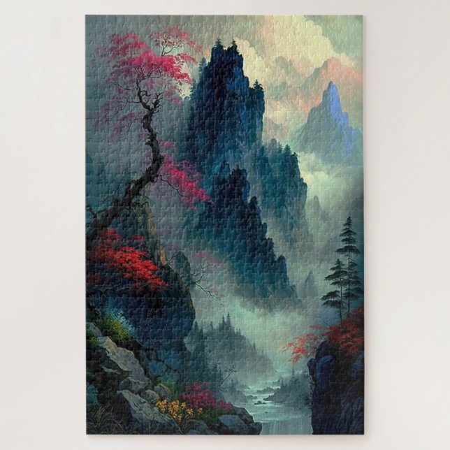 Dreamy Misty Mountain Landcape Jigsaw Puzzle (Vertical)