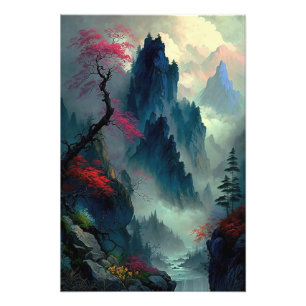 Dreamy Misty Mountain Paysage photo agrandissement