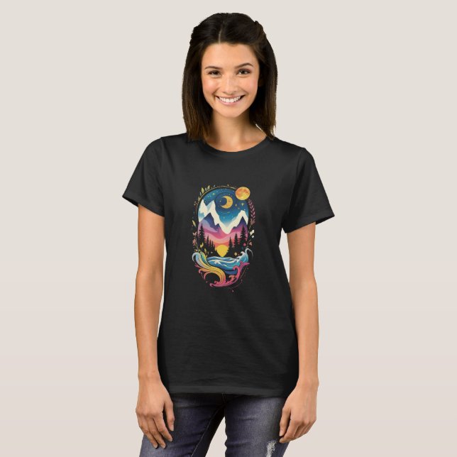 Dreamy Mountain Adventure - Nature Art T-shirt (Devant entier)