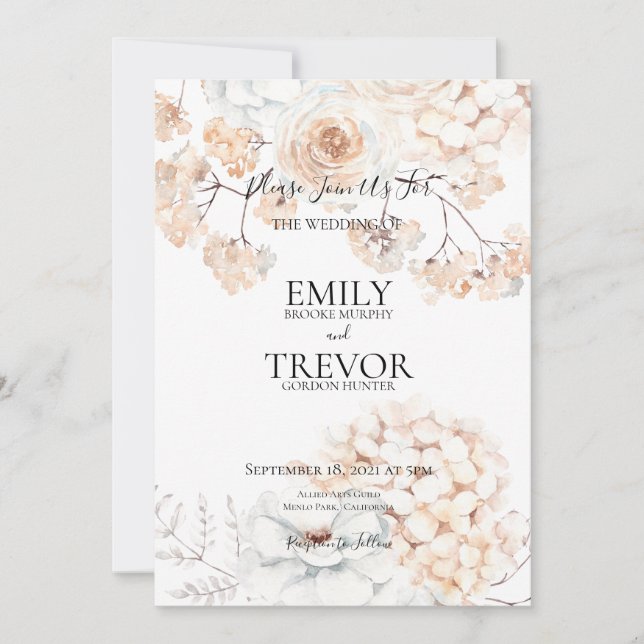 Dreamy Natural Cream Faire-part de mariage (Devant)