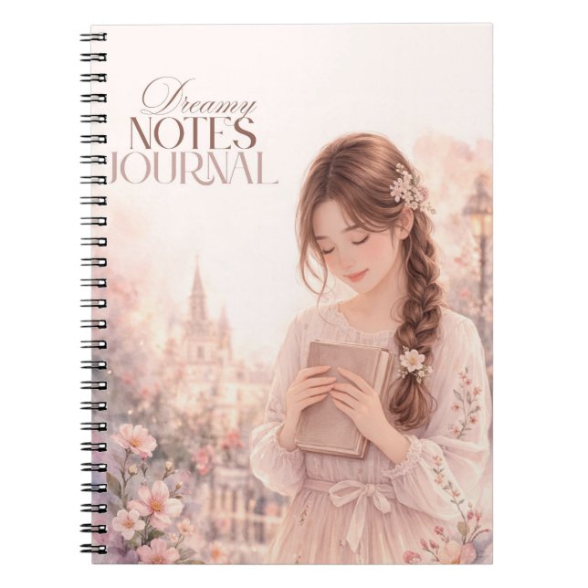 Dreamy Notes Journal –  floral giral notebook  (Devant)