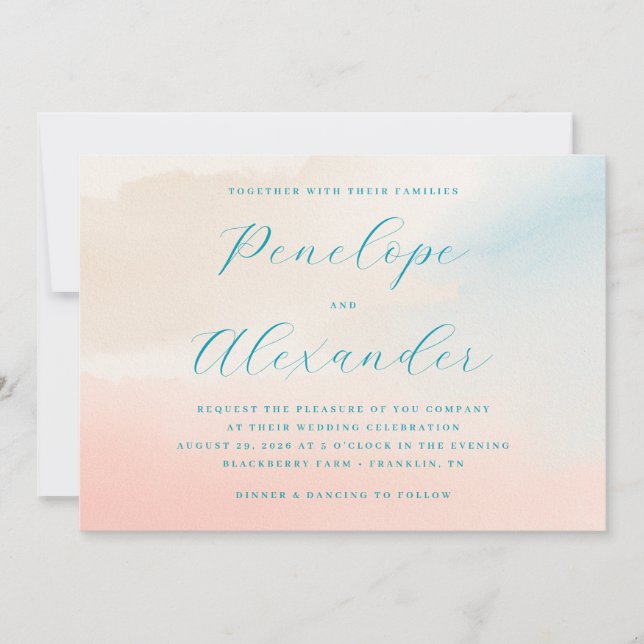 Dreamy Pastel Watercolor Wedding Invitation (Devant)