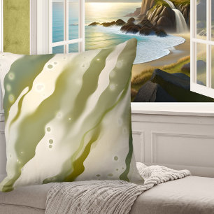 Dreamy Seaweed Abstrait Green Art Motif Coussin