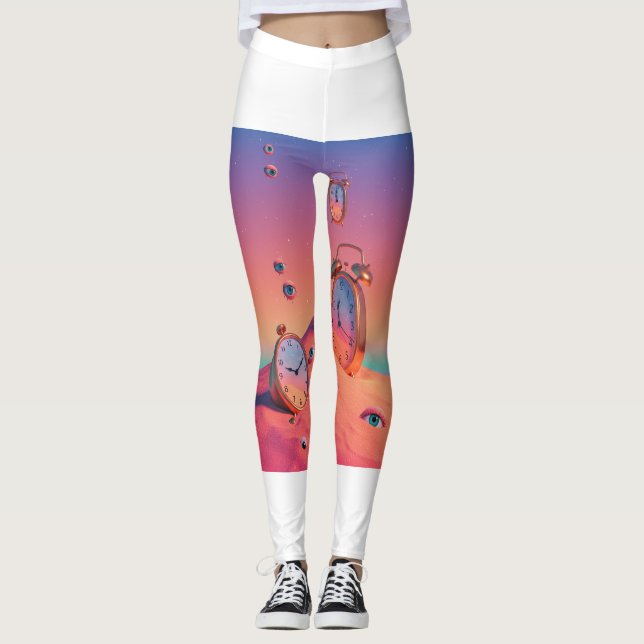 Dreamy Surreal Desert Horloges Leggings ⏰ 👁️ (Devant)