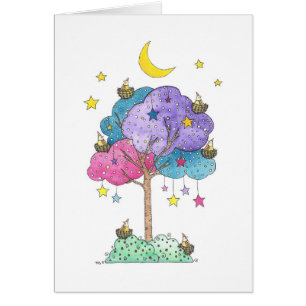 Dreamy Tree of Nesting Birds under the Stars