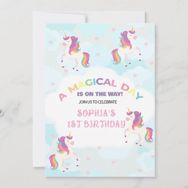 Dreamy Unicorn Invitation Anniversaire (Devant)