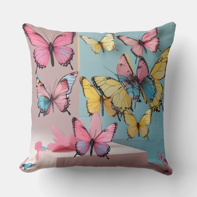Dreamy Watercolor Coussin papillon (Recto)