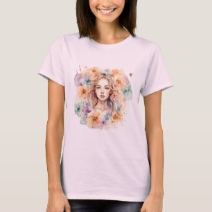 Dreamy Watercolor Femme Artiste T-Shirt