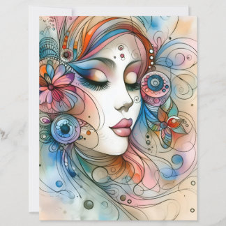 Dreamy Whimsical Woman Scrapbook Paper