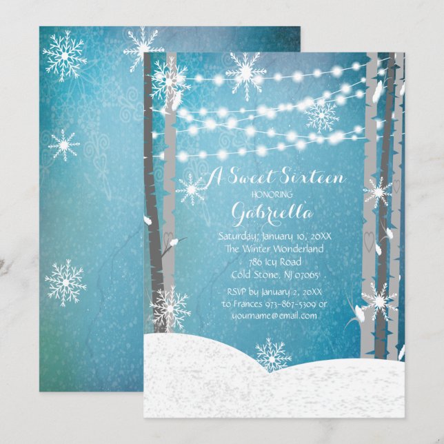 Dreamy Woodland Forest Sweet16 Invitation d'annive (Devant / Derrière)