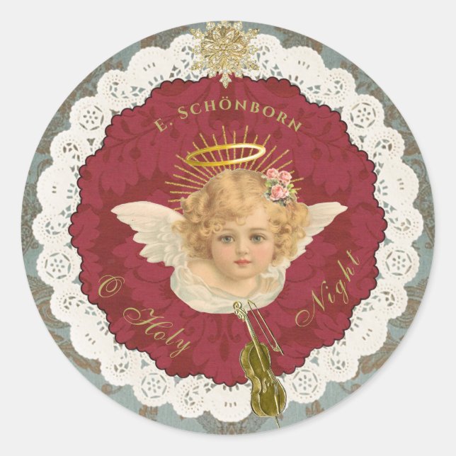 Dresden Blonde Angel Round Sticker Seal (Devant)