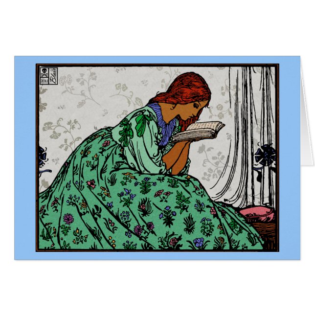 Dress Vert Lecture Femme Illustration classique (Devant horizontal)
