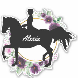 Dressage personnalisé Nom du cheval Sticker floral