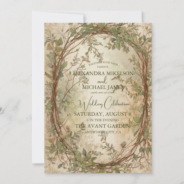 Dried Fan Palm Oasis Botanical Wedding  Invitation (Devant)