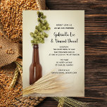Dried Hops and Wheat Brewery Wedding  Invitation<br><div class="desc">Invite guests to your upcoming casual brewpub, craft brew or micro brew nuptials with the charming Dried Hops and Wheat Wedding Invitation. This informal custom rustic marriage invite features a quaint a photograph of a brown glass beer bottle filled with green hops vine alongside dried wheat and a white bridal...</div>