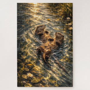 Drifting Together Loutre de rivière Art Puzzle