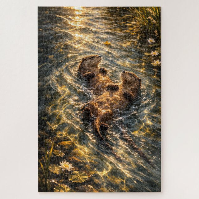 Drifting Together | Loutre de rivière Art | Puzzle (Vertical)