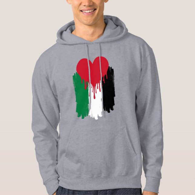 Dripping Heart Sweat à capuche drapeau palestinien (Devant)