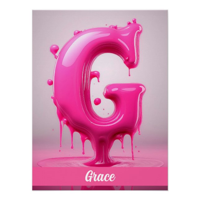 Dripping Pink Letter G - Customizable Name Poster  (Devant)