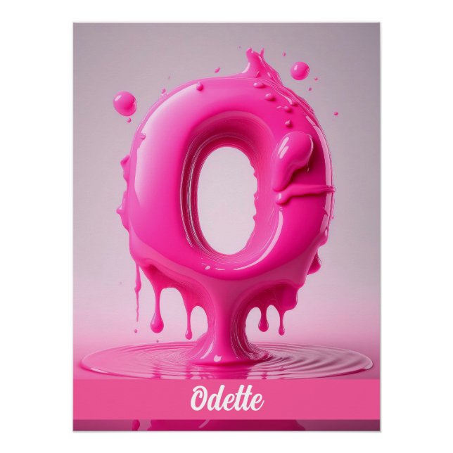 Dripping Pink Letter O - Customizable Name Poster  (Devant)