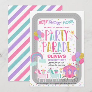 Drive By Birthday Parade Invitation Pink Princess